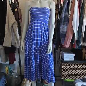 Gap Royal Purple and Gray Striped Strapless Midi Dress and Maxi Skirt